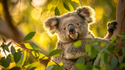 Obraz premium Koala in a eucalyptus tree