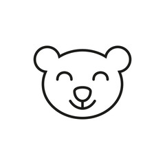 Bear head outline. Teddy bear with a smiling face. Simple vector on white background.