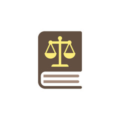 Book of laws icon with scales of justice. Vector on a white background.