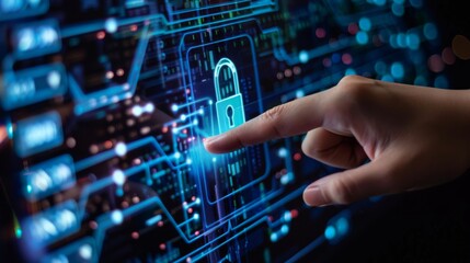 Obraz premium Secure your office with advanced encryption technology, using a secure gateway to manage secure data operations and protect against cyber threats in professional settings.
