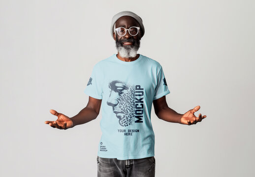 Old Man in a T-Shirt with Generative AI