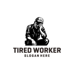 Tired worker logo vector illustration
