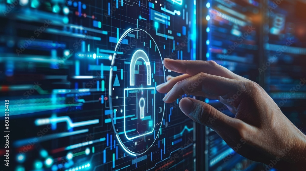 Poster optimize cyber audits for online protection with secure digital locks, enhancing online security and