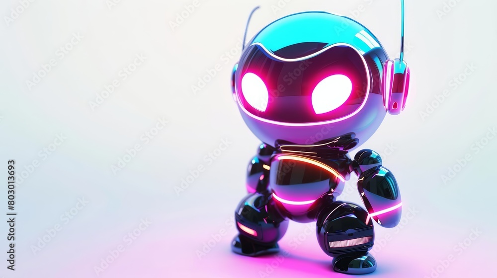 Poster create a 3d rendering of a cute robot