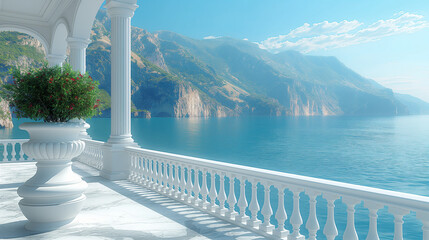 Beautiful White Stucco Veranda with a Sea View