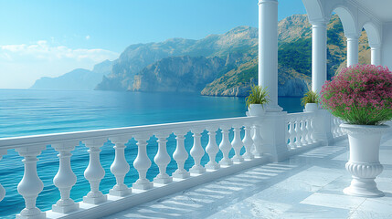 White Terrace with Sea and Mountain View