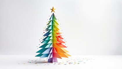 Beautiful rainbow colored christmas tree with copy space