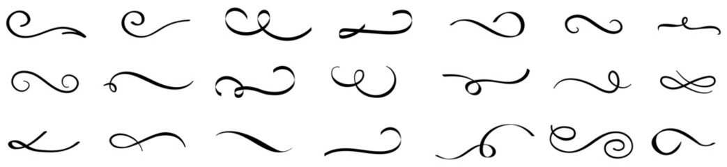 Сurly element swirl icon collection.Calligraphic swirl icon set.Swoosh and swash symbols. Vector 