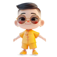3d cute young chinese man character

