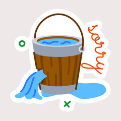 Check out flat sticker of broken bucket 