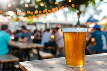 An outdoor beer festival features craft beer sampling from local breweries - complemented by live music and food trucks - Powered by Adobe