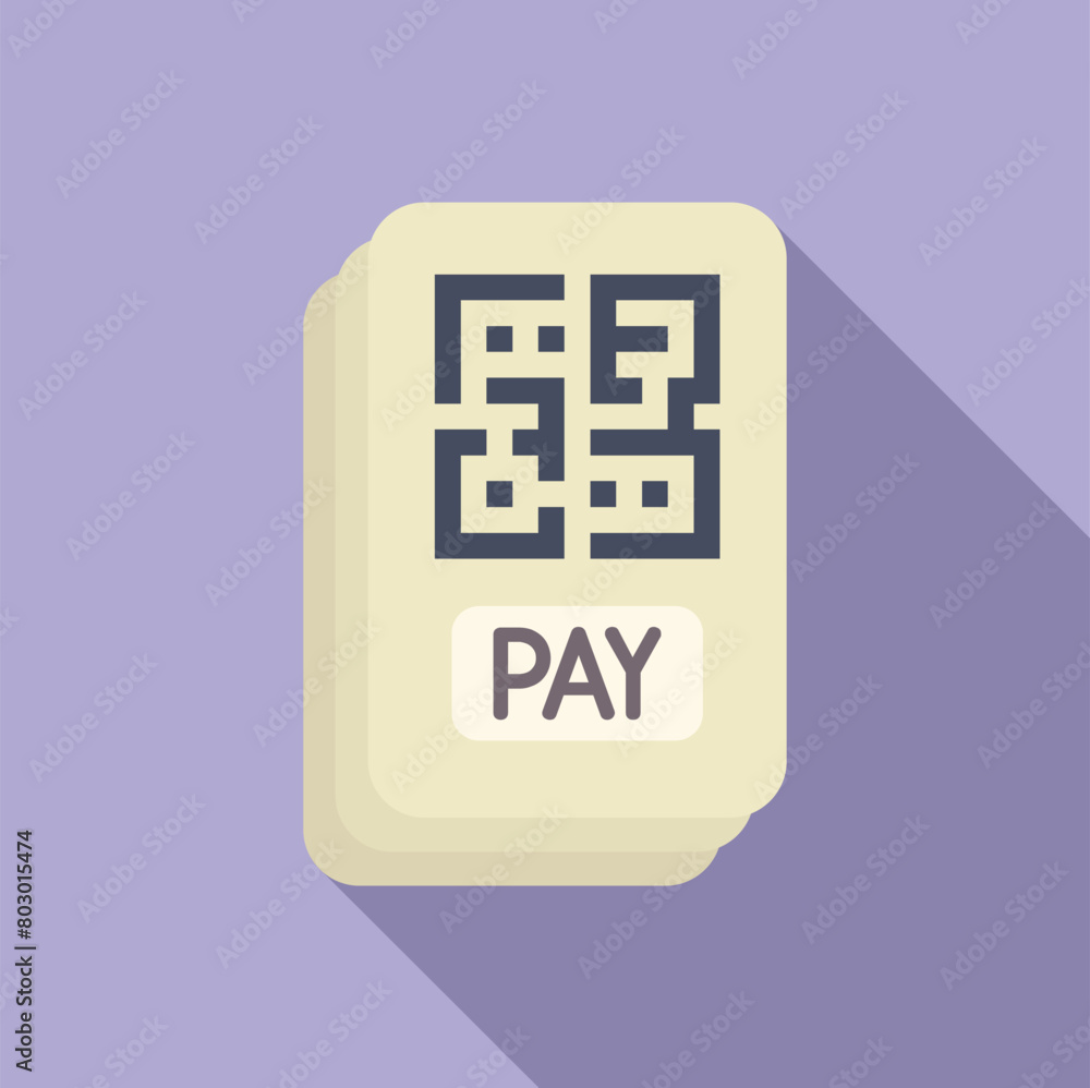 Poster pay online qr code icon flat vector. online mobile app. payment coding