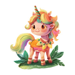 cute unicorn watercolor illustration clipart