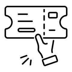 Handy linear icon of a boarding pass 