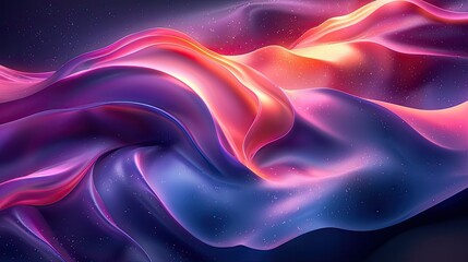 Obraz premium Dark purple and blue glossy wallpaper with abstract shapes. Glowing wavy texture