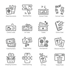 
Trendy Linear Icons Depicting Event Tickets



