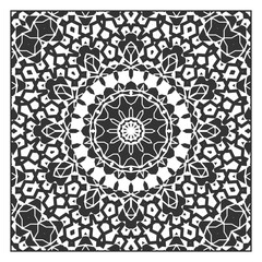 Pattern for a bandana, tablecloth, neckerchief or other. Black and white palette. Version No. 2. Vector illustration