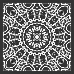 Pattern for a bandana, tablecloth, neckerchief or other. Black and white palette. Version No. 8. Vector illustration
