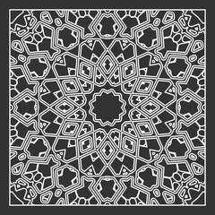 Pattern for a bandana, tablecloth, neckerchief or other. Black and white palette. Version No. 3. Vector illustration