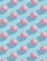 minimalistic design featuring pink spheres on a light blue background