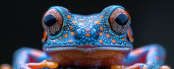 vibrant blue poison dart frog macro photography