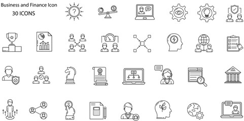 Finance and business line icons collection. Big UI icon set in a flat design. Thin outline icons pack. Vector illustration 

