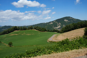 Mountain landscape along the Cisa pass, Italy, near Berceto