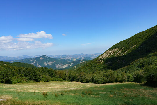 Mountain landscape along the Cisa pass, Italy, near Berceto