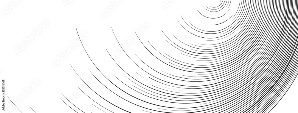 Aufkleber black minimal circular abstract dynamic lines isolated on bright background. futuristic technology b