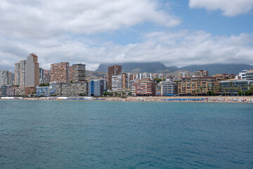 Obraz premium Benidorm Spain,Costa Blanca.View of the sea and the city of Benidorm Spain.