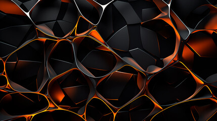 Abstract organic structure on black. Chaotic structure. 3D render illustration. Geometric back
