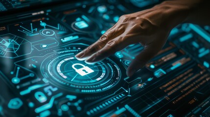 Obraz premium Enhance digital identity and risk management protocols in tech-rich environments, integrating security protocols with locking networking systems for robust threat mitigation.