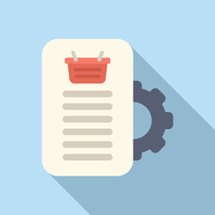 Online shopping gear support icon flat vector. Service commerce. Sale market