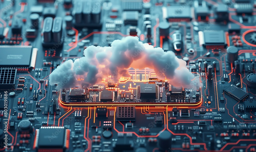 Aufkleber an interconnected network of devices forms a cloud-powered ecosystem