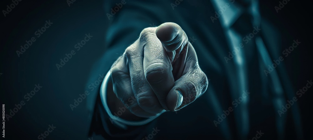 Wall mural male businessman pointing finger at viewer in motivation concept for inspiration and encouragement
