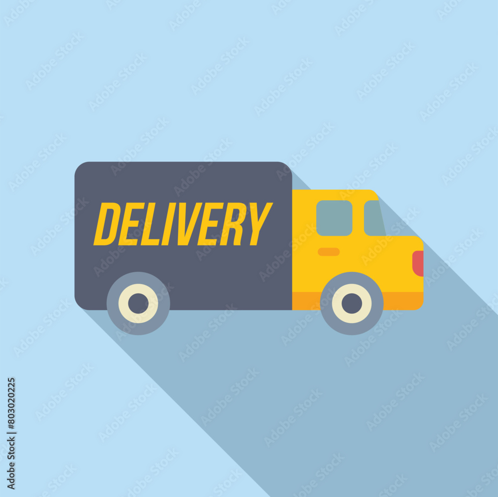 Sticker Delivery truck icon flat vector. Shipping package. Parcel online track