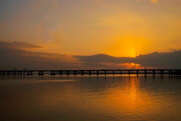 sunset over the lake