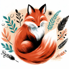 red fox resting - obrazy, fototapety, plakaty