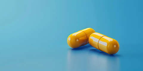 Pills isolated on blue background, Pharmaceutical Tablets on Blue Backdrop