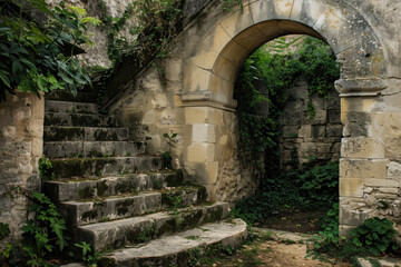 Fototapeta premium Medieval castle entrance and stairs