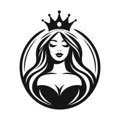 Flat Queen Beauty woman face logo vector