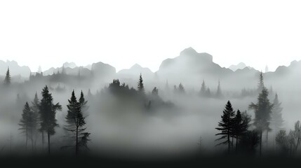 Isolated Black Smoke: Misty Morning Fog on Transparent Background