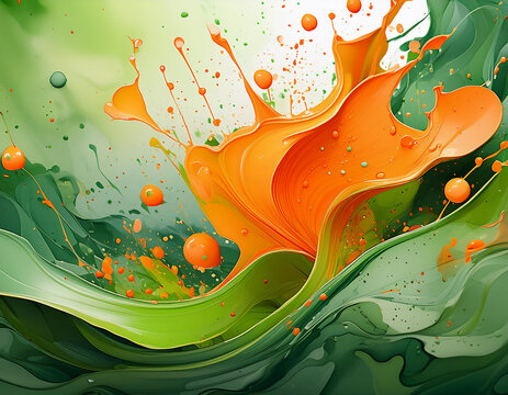 abstract watercolor green orange paint splash background painted texture backdrop wallpaper