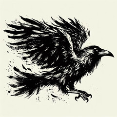 Illustration grunge Raven - obrazy, fototapety, plakaty