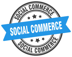 social commerce stamp. social commerce label on transparent background. round sign