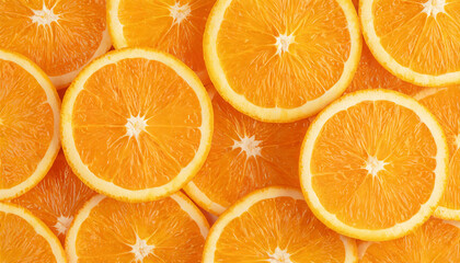 orange slices background. close up textured made from slices of fresh orange as a background, top...