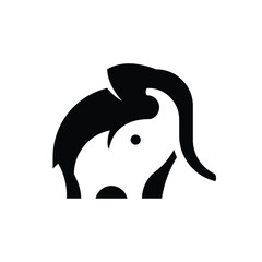 Abstract logo of elephant with baby elephant in negative space