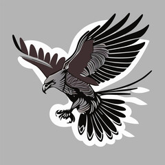 Eagle tattoo on gray background, vector illustration