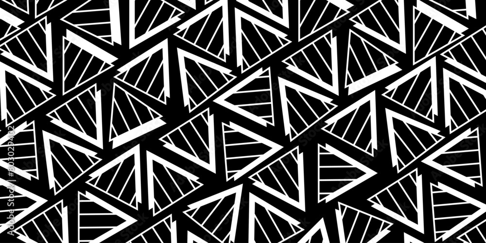 Poster abstract black and white triangles pattern cover. modern abstract geometric vector background.