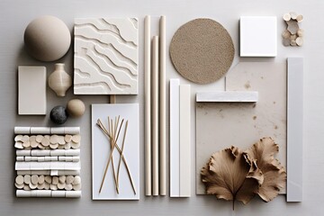 Linear Interior Design Moodboard with Natural Color Palette